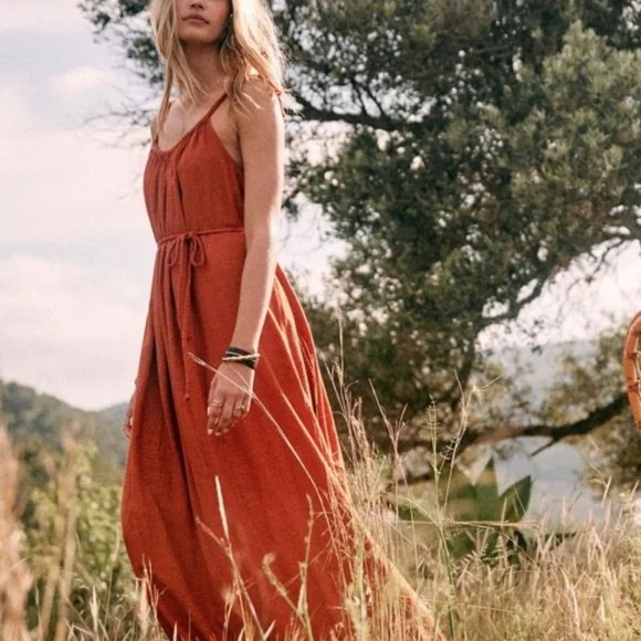 Sezane Robe Artemia Maxi Dress in Rust 🆕️